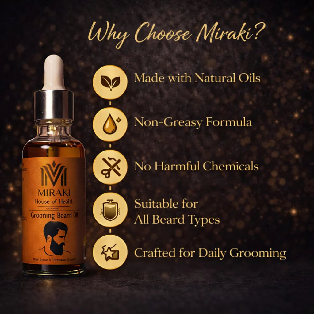 Miraki Beard Growth Oil | 100% Herbal Oil | No Side Effect